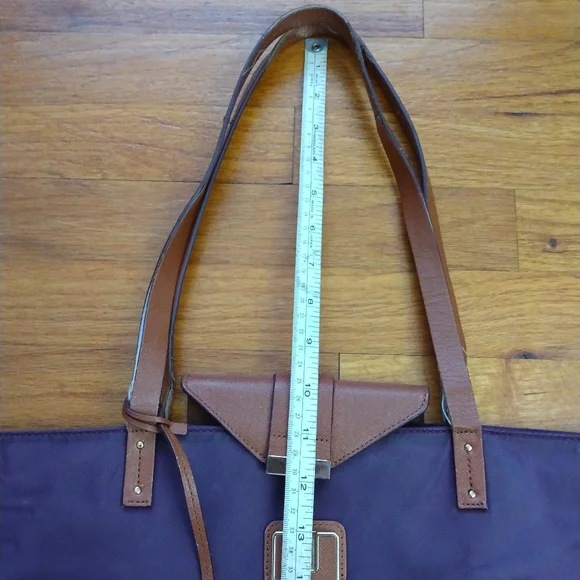 Tory Burch Large Purple Nylon Zip Top Travel Tote Bag Purse - Picture 10 of 16
